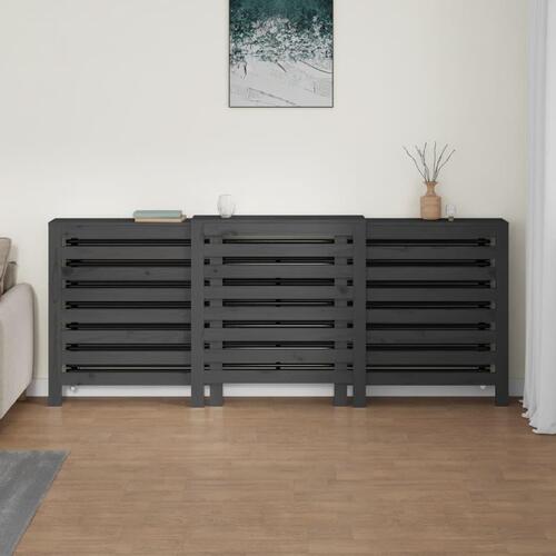 Radiatorskjuler 210x21x85 cm massivt fyrretræ grå