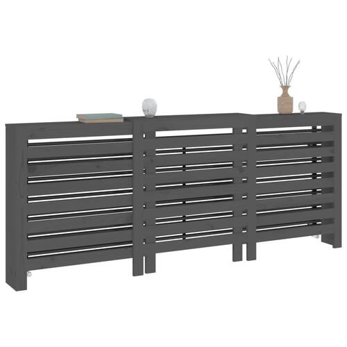 Radiatorskjuler 210x21x85 cm massivt fyrretræ grå
