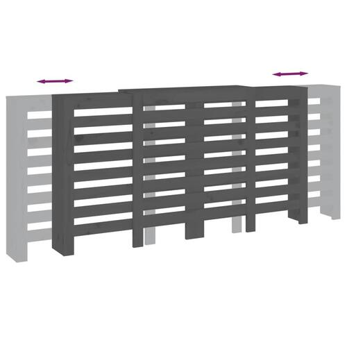 Radiatorskjuler 210x21x85 cm massivt fyrretræ grå