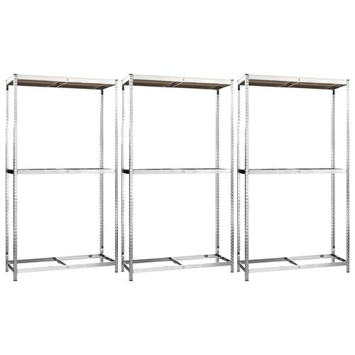 Dækreoler 3 stk. med 2 hylder 110x40x180 cm stål sølvfarvet