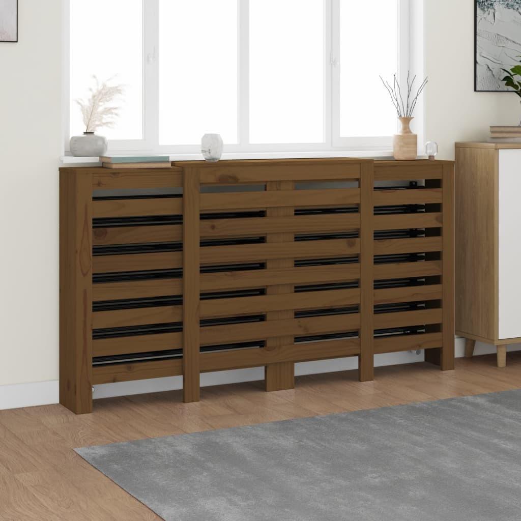 Radiatorskjuler 210x21x85 cm massivt fyrretræ gyldenbrun