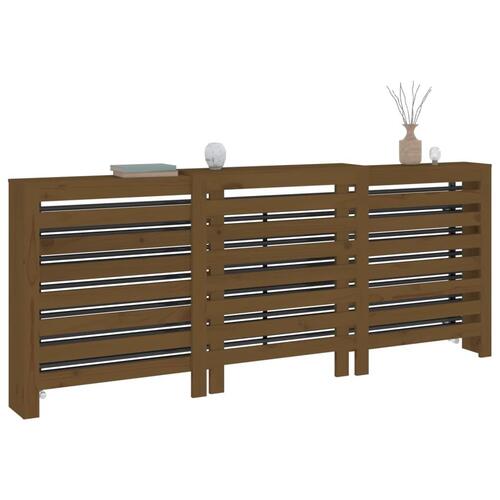Radiatorskjuler 210x21x85 cm massivt fyrretræ gyldenbrun