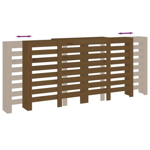 Radiatorskjuler 210x21x85 cm massivt fyrretræ gyldenbrun