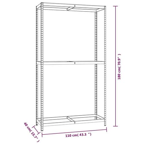 Dækreoler 4 stk. med 2 hylder 110x40x180 cm stål sølvfarvet