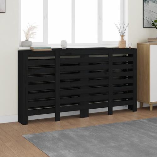 Radiatorskjuler 210x21x85 cm massivt fyrretræ sort