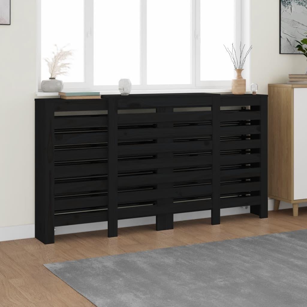 Radiatorskjuler 210x21x85 cm massivt fyrretræ sort