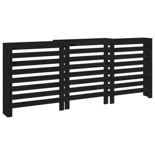 Radiatorskjuler 210x21x85 cm massivt fyrretræ sort