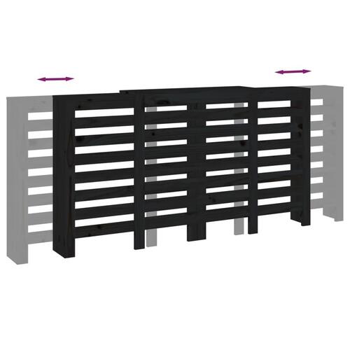 Radiatorskjuler 210x21x85 cm massivt fyrretræ sort