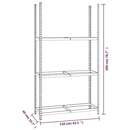 Dækreoler 3 stk. med 3 hylder 110x40x200 cm stål sølvfarvet