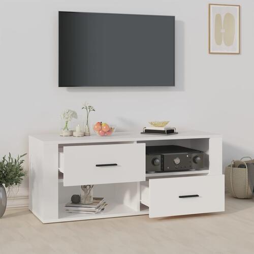 Tv-bord 100x35x40 cm konstrueret træ hvid