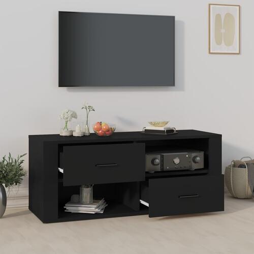 Tv-bord 100x35x40 cm konstrueret træ sort