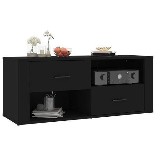 Tv-bord 100x35x40 cm konstrueret træ sort