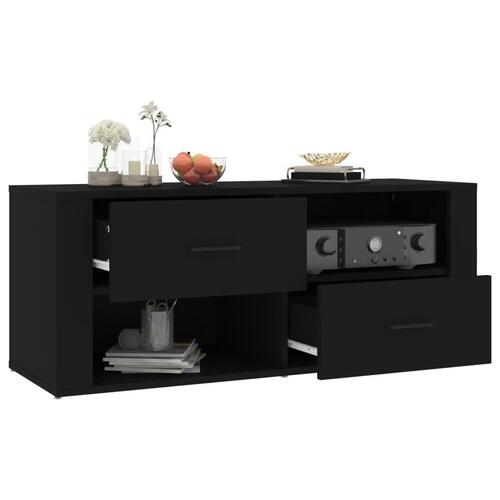 Tv-bord 100x35x40 cm konstrueret træ sort