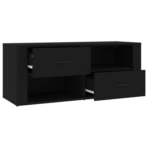 Tv-bord 100x35x40 cm konstrueret træ sort