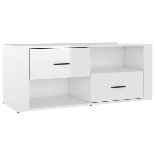 Tv-bord 100x35x40 cm konstrueret træ hvid højglans