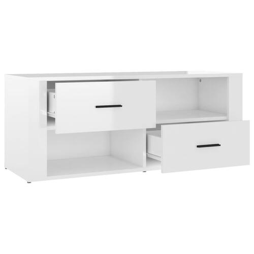 Tv-bord 100x35x40 cm konstrueret træ hvid højglans