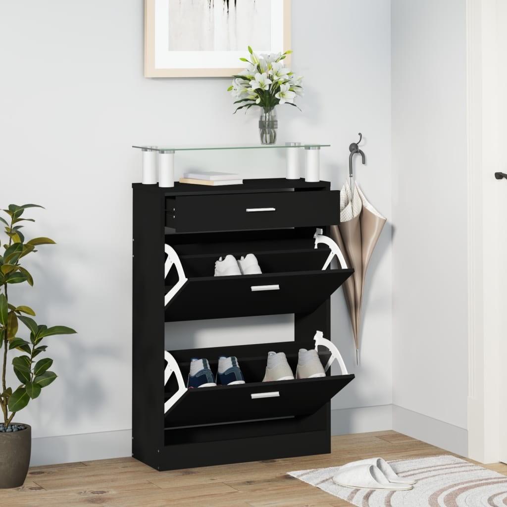 Skoskab 63x24x104 cm konstrueret træ sort