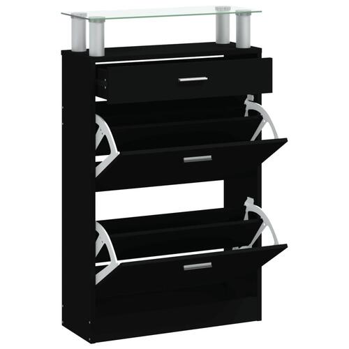 Skoskab 63x24x104 cm konstrueret træ sort