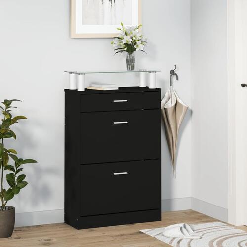 Skoskab 63x24x104 cm konstrueret træ sort