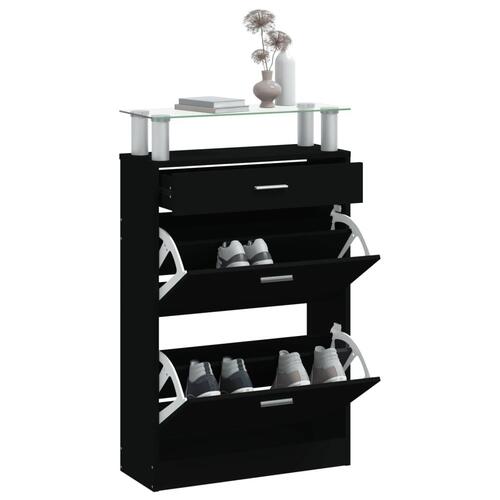 Skoskab 63x24x104 cm konstrueret træ sort