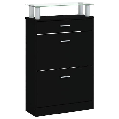 Skoskab 63x24x104 cm konstrueret træ sort