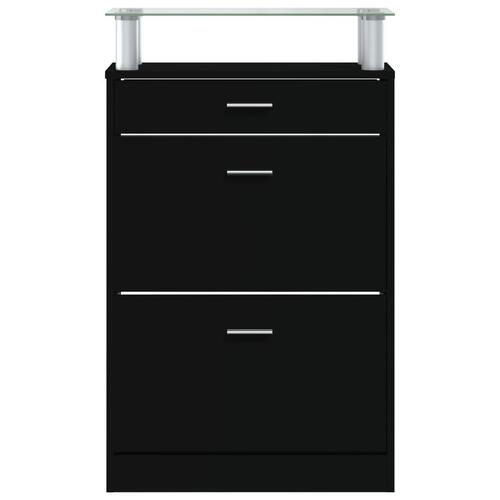 Skoskab 63x24x104 cm konstrueret træ sort