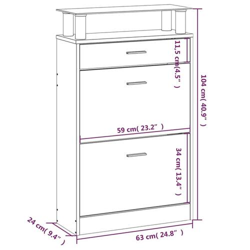 Skoskab 63x24x104 cm konstrueret træ sort