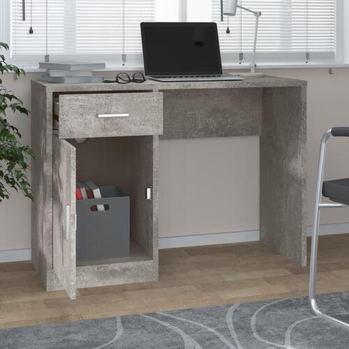 Skrivebord med skuffe og skab 100x40x73 cm konstrueret træ grå