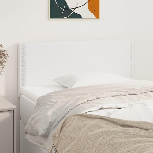 Sengegavl 100 × 5 × 78/88 cm i hvidt kunstlæder