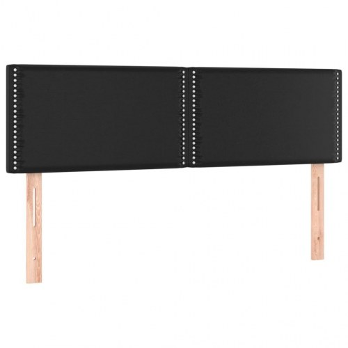 Sengegavl 144 x 5 x 78/88 cm i kunstlæder - sort med nitter