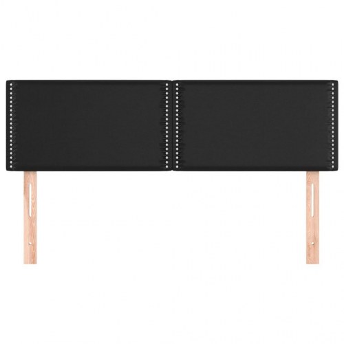 Sengegavl 144 x 5 x 78/88 cm i kunstlæder - sort med nitter