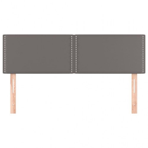 Sengegavl 144x5x78/88 cm i kunstlæder - grå med nitter