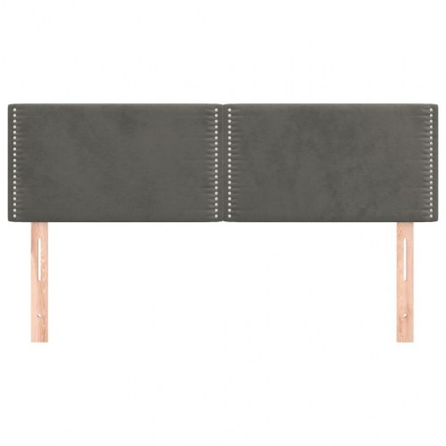 Sengegavl i fløjl 144×5×78/88 cm - mørkegrå med nitter