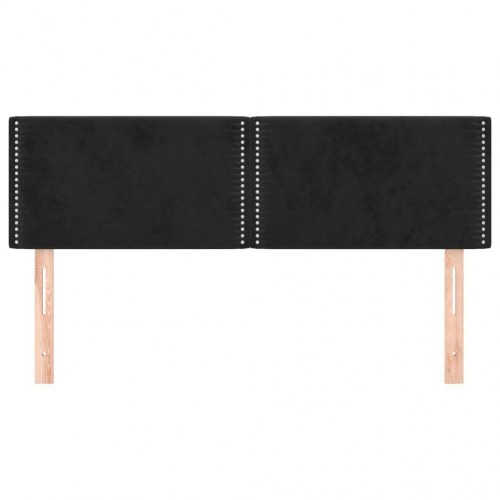 Sengegavl i fløjl - 144 × 5 × 78/88 cm, sort