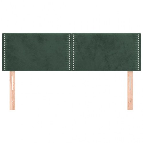 Sengegavle 2 stk. 72x5x78/88 cm fløjl mørkegrøn