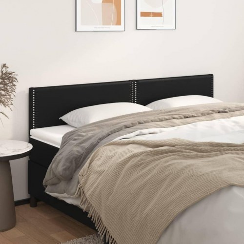 Sengegavl 180 × 5 × 78/88 cm i sort kunstlæder med nitter