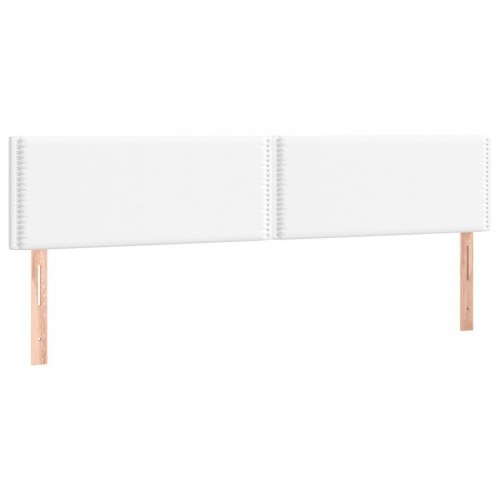 Sengegavl 200 × 5 × 78/88 cm i hvidt kunstlæder