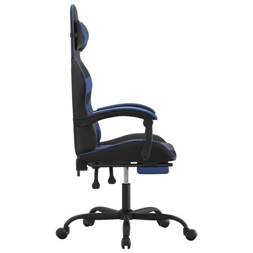 Drejelig gamingstol med fodstøtte kunstlæder sort og blå