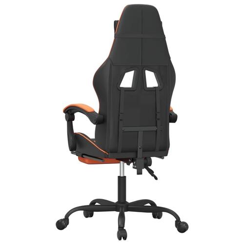 Drejelig gamingstol med fodstøtte kunstlæder sort og orange
