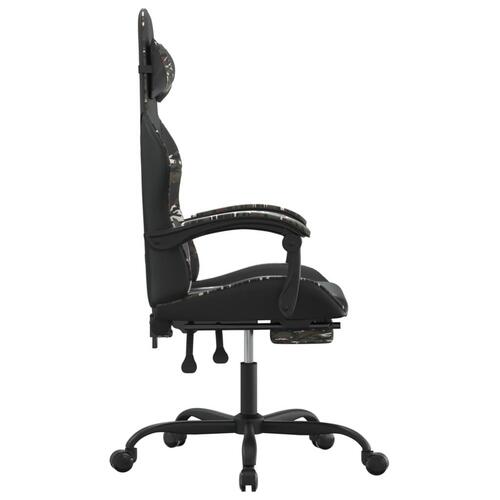 Drejelig gamingstol med fodstøtte kunstlæder sort camouflage