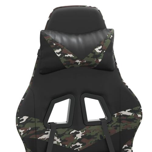 Drejelig gamingstol med fodstøtte kunstlæder sort camouflage