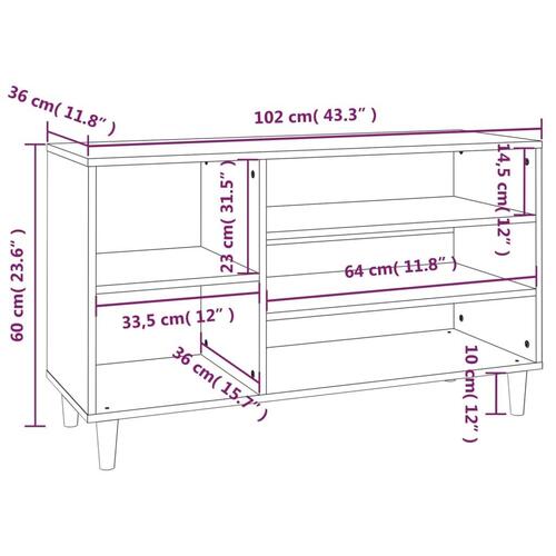 Skoskab 102x36x60 cm konstrueret træ grå sonoma-eg