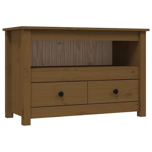 Tv-bord 79x35x52 cm massivt fyrretræ gyldenbrun