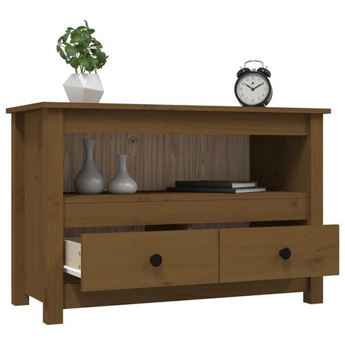Tv-bord 79x35x52 cm massivt fyrretræ gyldenbrun