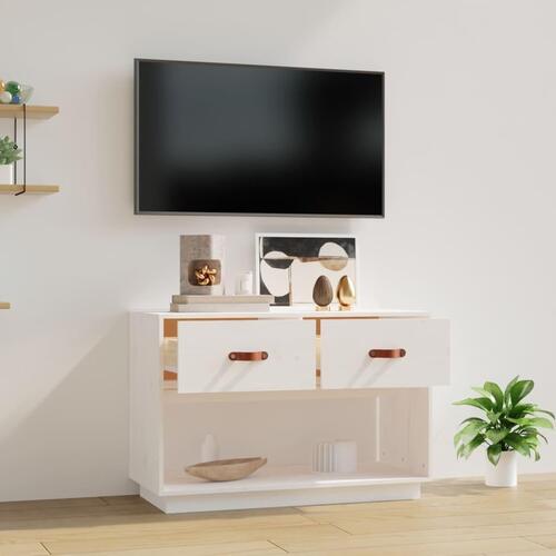 Tv-bord 90x40x60 cm massivt fyrretræ hvid