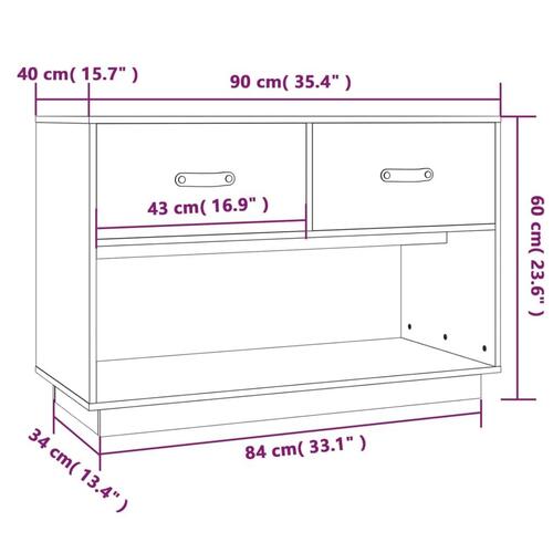 Tv-bord 90x40x60 cm massivt fyrretræ grå