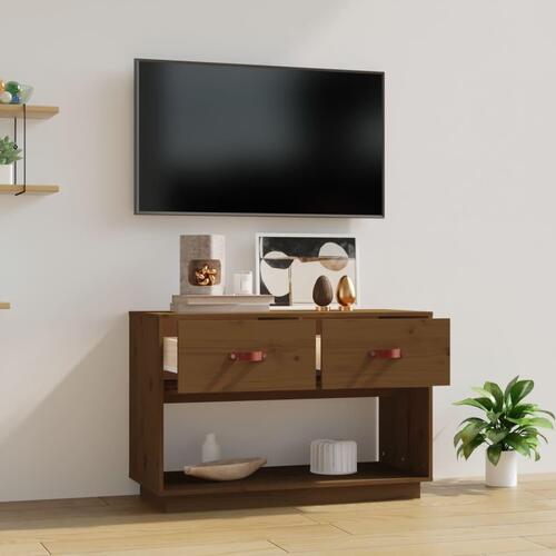 Tv-bord 90x40x60 cm massivt fyrretræ gyldenbrun