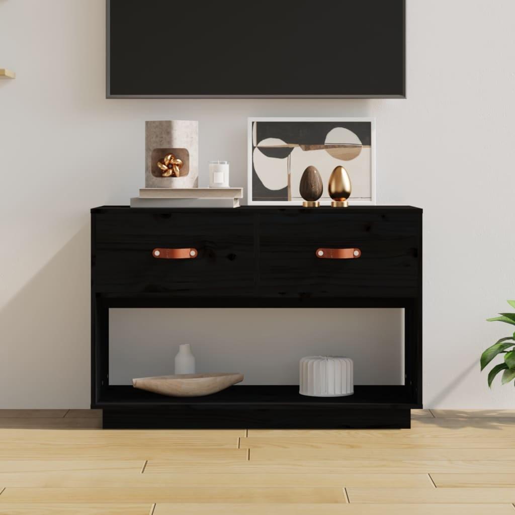 Tv-bord 90x40x60 cm massivt fyrretræ sort
