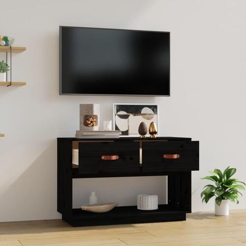 Tv-bord 90x40x60 cm massivt fyrretræ sort
