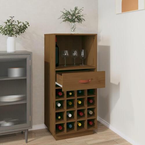 Vinskab 45x34x100 cm massivt fyrretræ gyldenbrun